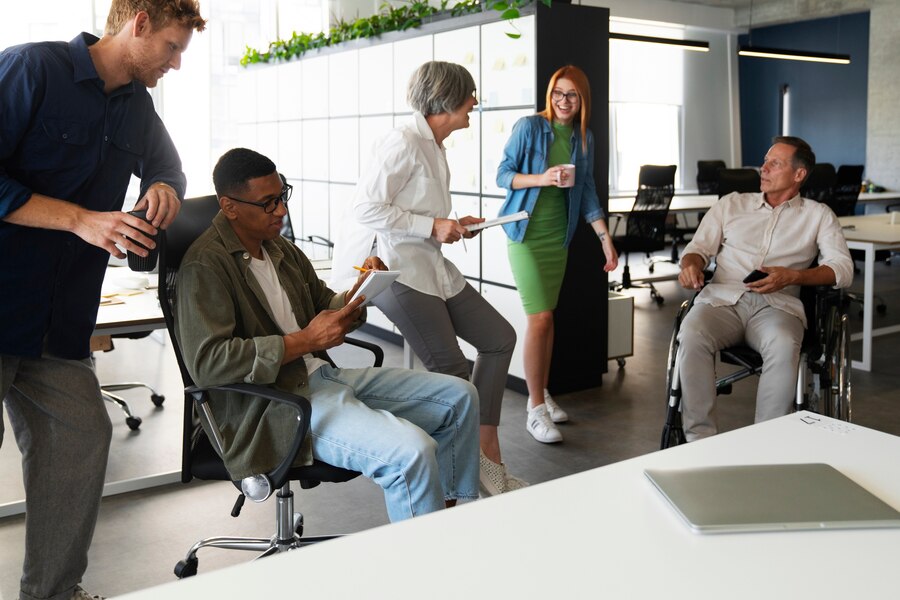 Ads United team collaborating in a modern office space