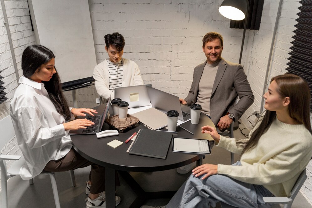 Ads United's modern office space with team members collaborating
